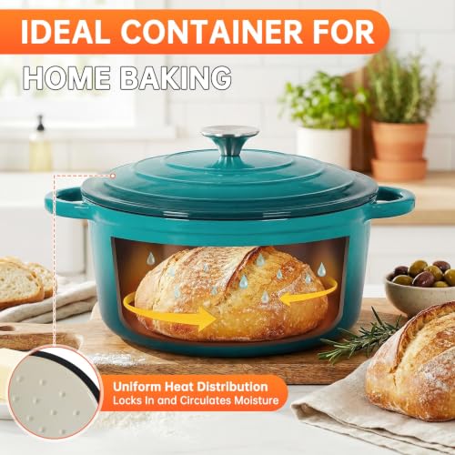 Image of LIFERUN 7Pcs Enameled Cast Iron Cookware Set, Cast Iron Pots and Pans Set