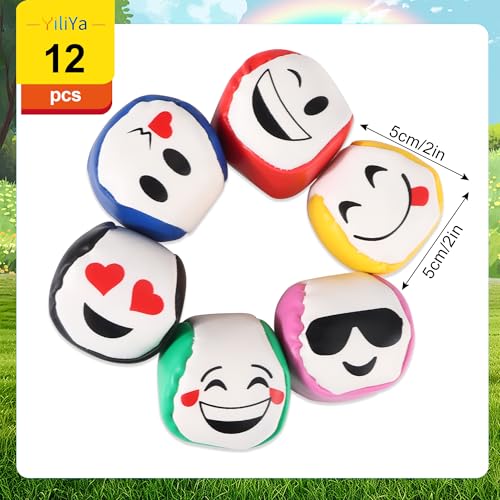 Jonglierbälle 12er Set, 5cm Jonglierbälle für Anfänger,Juggling Balls for Beginners Jonglierbälle Kinder, Langlebige und weiche PU Leder Jonglierbälle für Erwachsene Kinder Anfänger Outdoor Spielzeug