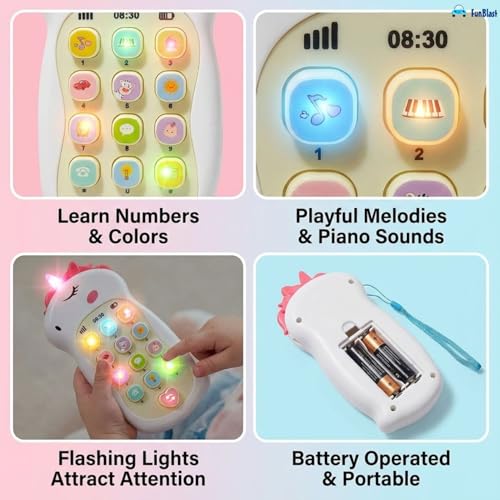 Image of FunBlast Cartoon Musical Mobile Phone for Kids, Mobile with Light & Sound Toys for Babies | Educational Toys for Kids 3+ Years /Boys /Girls-1 Unit (Uni-White)