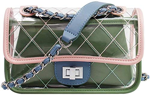 Petite chaîne carrée transparente couleur verte sac d'épaule tendance femme