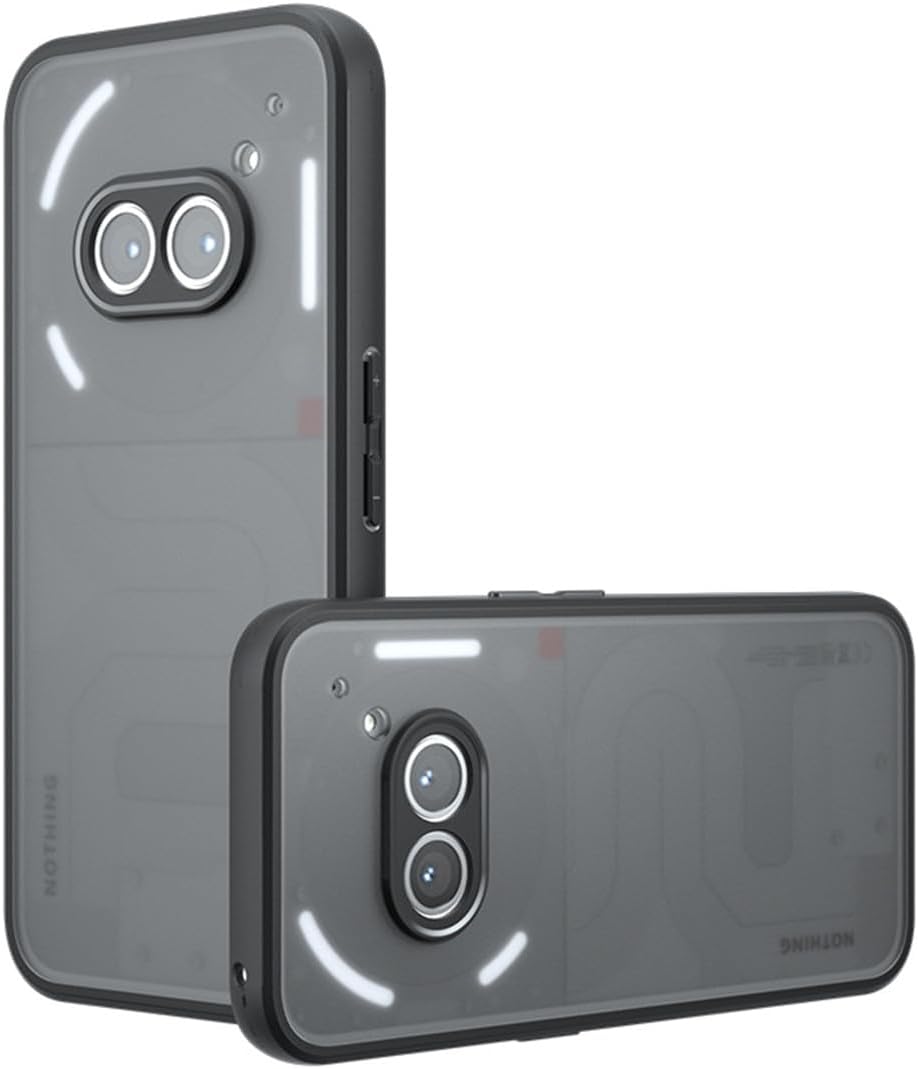 for Nothing Phone (2a) 6.7" Shockproof Bumper Case, Full Lens Protection Ultra-Thin Frosted Military Grade Drop Proof Silicone Phone Cover for Nothing Phone 2A - Translucent Black