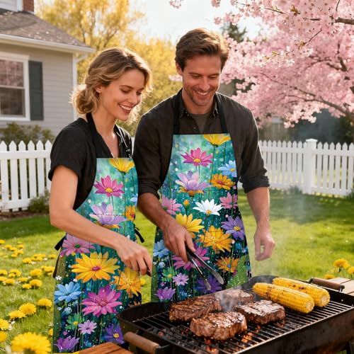 Image of Nuxovilar Decorative Kitchen Apron, 26.77x30.70 Inch Polyester Cooking Wearable Cover