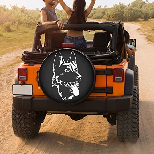 Image of Black German Shepherd Spare Tire Cover Dust-Proof Wheel Tire Cover Fit Trailer, RV, SUV and Many Vehicle 15 Inch