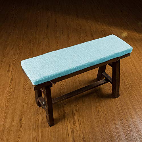 jHuanic Cojín largo para banco de jardín, suave, para muebles de interior, con lazos para oficina, columpio de patio, silla de viaje, 2 o 3 plazas (azul, 80 x 40 x 4 cm)