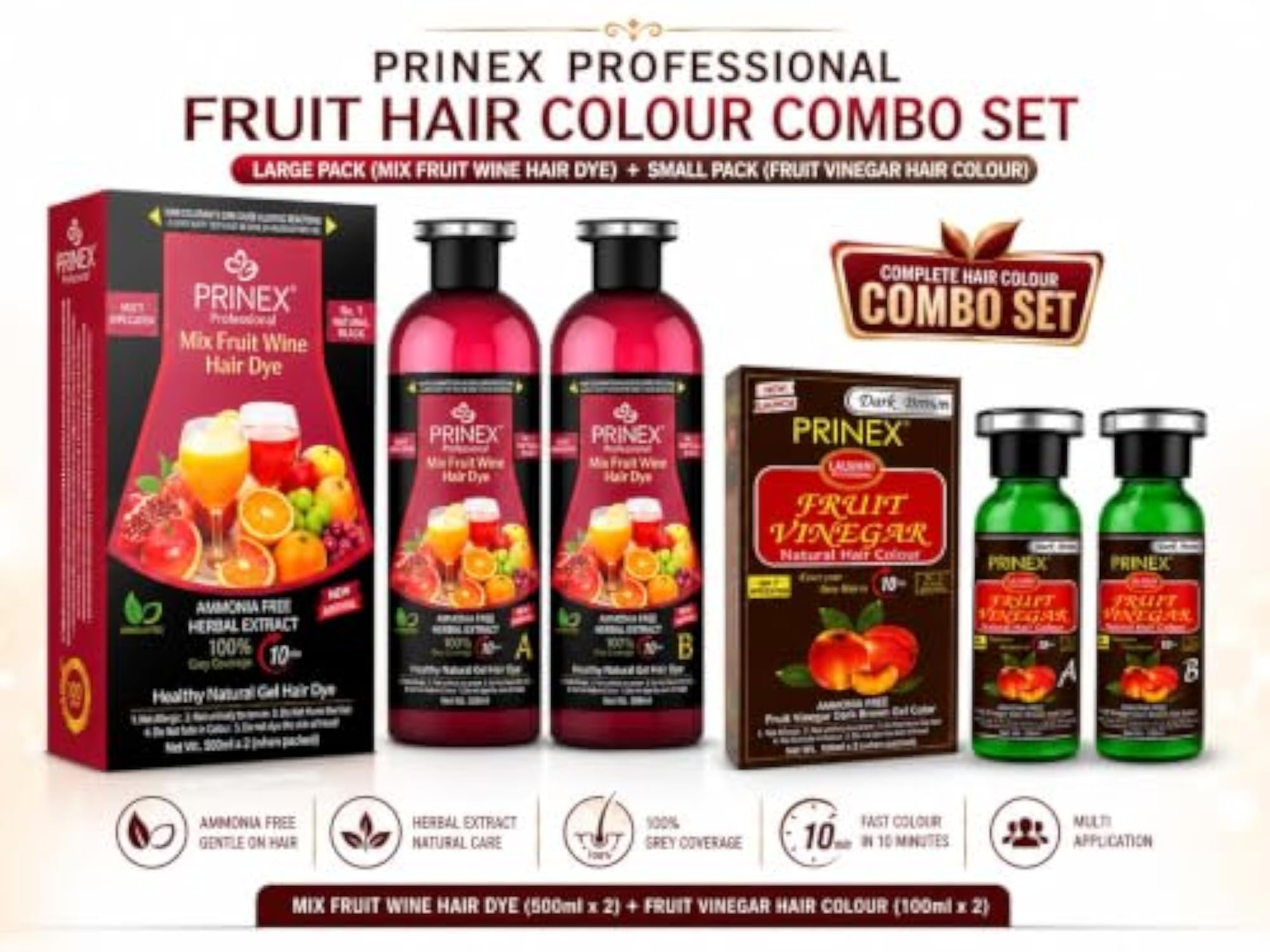 Fruit Vinegar Natural Black Hair Color Gel, Combo Pack, Gift for Her