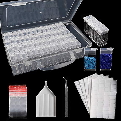SGHUO 64 Slots Diamond Painting Storage Containers Portable Plastic Bead Storage Box