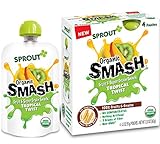 Sprout Organic SMASH Snack Pouches Fruit and Grain Puree, Tropical Twist, 3.2 Ounce, 16 Count