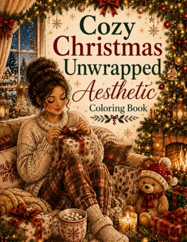 Cozy Christmas Unwrapped Aesthetic Coloring Book: 50 Cozy Coloring Pages Featuring Giving, Wrapping Presents, Family Moments, Holiday Decorating and ... for Adults (The Cozy Aesthetic Collection) image 2
