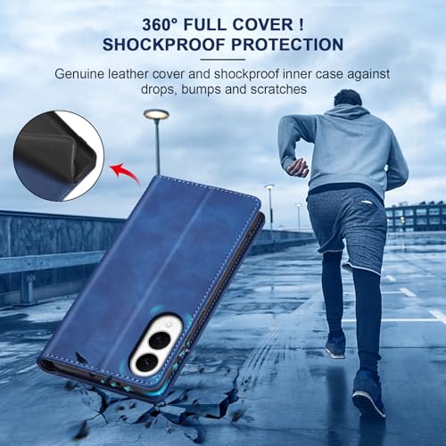 Image of Jasonyu Flip Wallet Case for Samsung Galaxy S25 Edge 5G,Blue