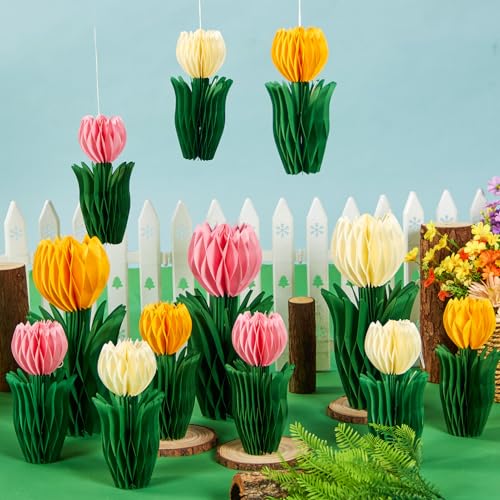 Homarkable 12 Pcs Spring Honeycomb Decoration, Tulip Decorations, Spring Decoration for Office, Garden Party, Table Centerpieces, Mother's Day Decoration, Spring Hanging Decorations Homarkable 12 Pcs Spring Honeycomb Decoration, Tulip Decorations, Spring Decoration for Office, Garden Party, Table Centerpieces, Mother's Day Decoration, Spring Hanging Decorations