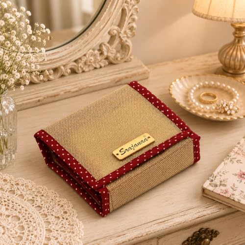 Image of Foldable Bindi Organizer Pouch for Women | 16 Packet Storage for Bindis, Jewellery, Hair Pins, Makeup & Travel Accessories | Compact Cosmetic & Accessory Bag - Maroon (2 Pc)