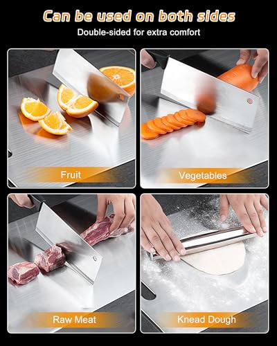 Titanium Chopping Board, S316 Stainless Steel Cutting Board, Dual-Sided Food Grade Chopping Boards for Kitchens, Meat, Bread, Vegetables & Fruit - Image 5