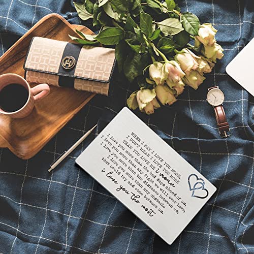 YODOCAMP When I Say I Love You More Metal Wallet Card, Valentine\'s Day Boyfriend Husband Wife Gift, Sentimental Keepsake, Anniversary Wallet Insert Card Gifts for Him
