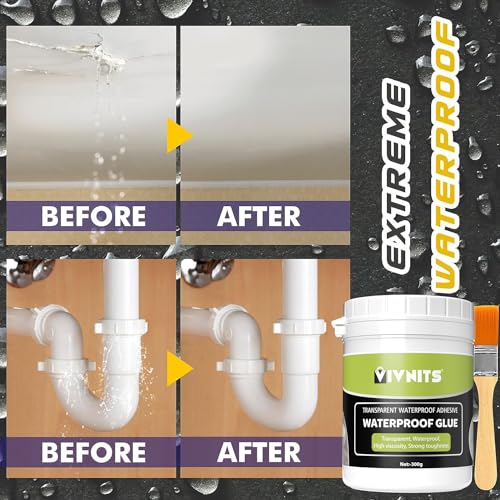 Image of Roof Water Leakage Solution, Transparent Waterproof Glue, Roof Waterproofing, Waterproof Coating, Water Proof Glue, Crack Seal, Seepage Wall Solution Bathroom Wall Tile Window (3 Pack / 900GM)