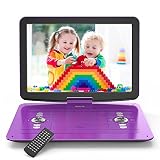 WONNIE 17.9" Portable DVD/CD Player with 15.4" Large Swivel HD Screen, 6 Hours 5000mAH Rechargeable