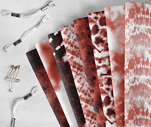 Tissu quilting pré-découpé Soimoi, 8 coupons de patchwork en coton rouge et noir - 6