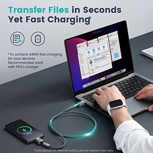Yottamaster USB C to USB C Cable 0.5m, USB3.2 Charger Cable, 20Gbps Type C Cable, PD240W 48V/5A Fast Charging Cable - Image 4