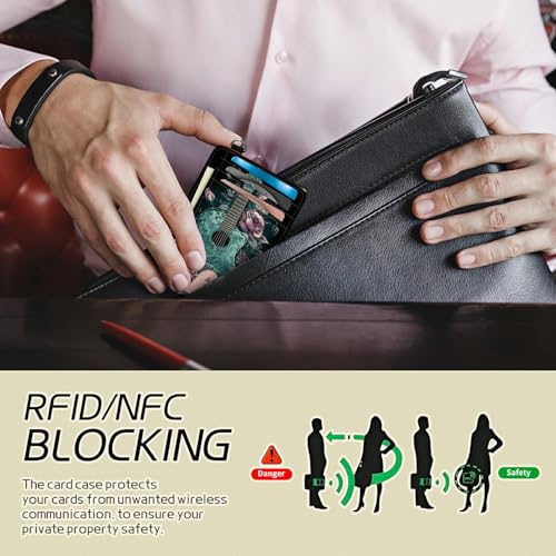 Small Travel Wallets, Guitar Slim Minimalist Front Pocket Wallet with Wristlet, RFID Blocking PU Leather Credit Card Holder with ID Window Change Purse for Men Women3