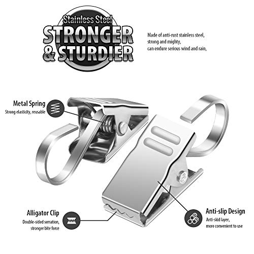 Teenitor 50 Pcs Stainless Steel Curtain Clips With Hook For Curtain, Photos, Home Decoration Outdoor Christmas Party Wire Holder #TOP3