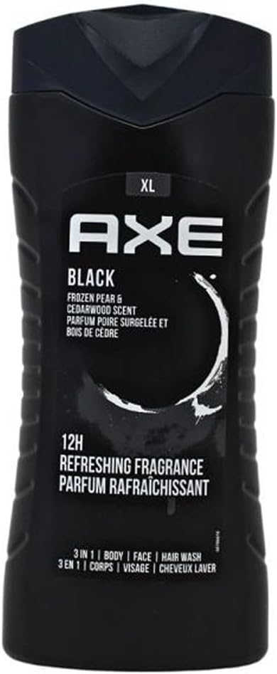 Black 3 In 1 Body, Face & Hair Wash for Men, Long-Lasting Refreshing Frozen Pear Dermatologically Tested, 400ml