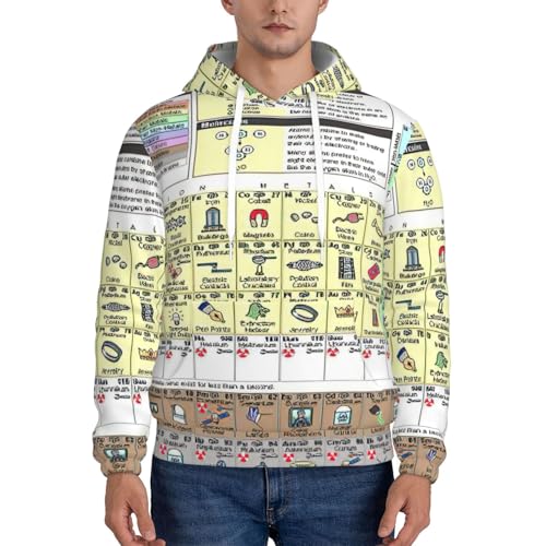 Sweat à capuche tableau périodique pour homme pull à cordon manches longues