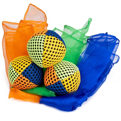 oazoxcx Juggling Scarves and Balls Set for Kids Soft Colorful Toys for Hand-Eye Coordination and Active Play Beginner Juggling Kit for Toddlers, Preschool, and Classroom Fun