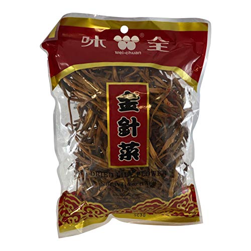 Dried Lily Flower Buds. Chinese Cooking Ingredient Aka Golden Needles, Dried Day Lilies. 6 Ounce Package