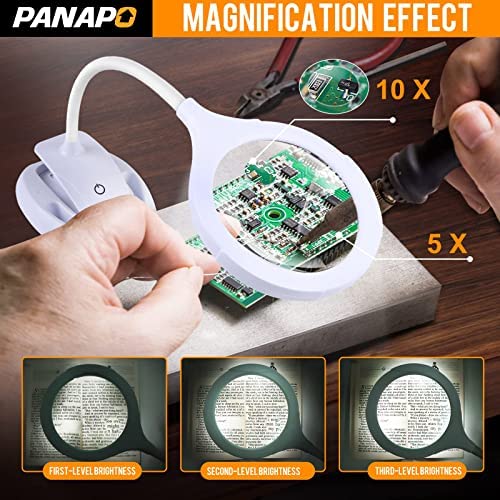 YUHINN Lupe Lupe mit LED-Licht und Stand-Freisprecheinstellungen Touch-Optik-Ausrüstung für Naharbeit-Reparatur-Handwerk Arbeiten in der Nähe