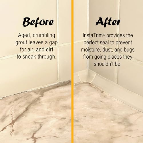 Image of InstaTrim Peel & Stick Flexible Caulk Tape & Trim, Easy to use, self-Adhesive, Caulk sealant for Floors, Doors, Windows, counters, tubs and More - Made in USA, 1 /2 inch x 10 feet, 2-Pack, Ivory