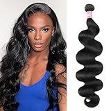 DMKEEP 12A Body Wave Bundles 100% Unprocessed Brazilian Raw Virgin Human Hair Wig 28 Inch, 300g, 3 Bundles, Wavy, Black