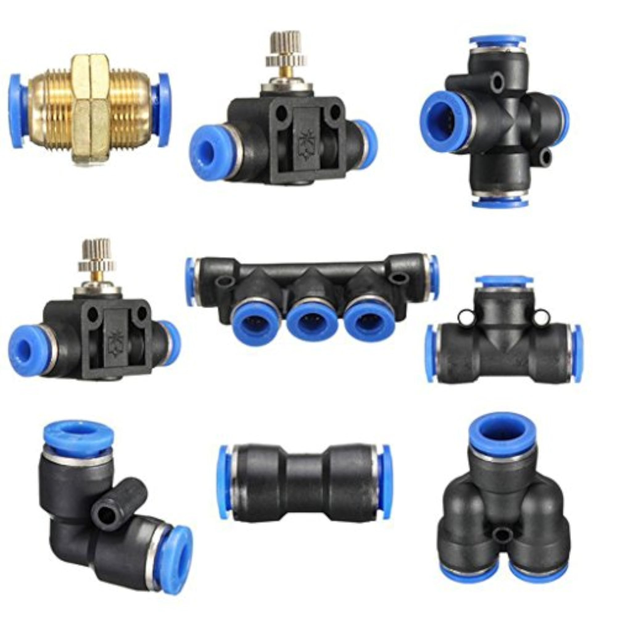5pc Pneumatic Multiple Tee Connector Push in Fitting
