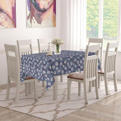 Image of Dakshya Industries PVC Waterproof Withoutlace Dining Table Cover (Size - 54X78 Inch) Rectangle 6 Seater Heat Rasistant Table Cloth (T21)