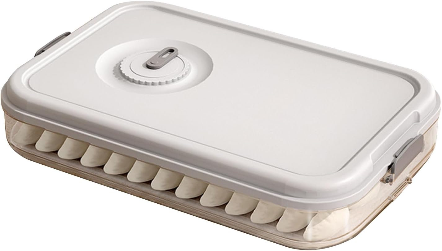Refrigerator Dumpling Storage Box, Food Storage Containers with Lids, Dumpling Box Container for Freezer, Plastic Gyoza Container Refrigerator Organizer Bin