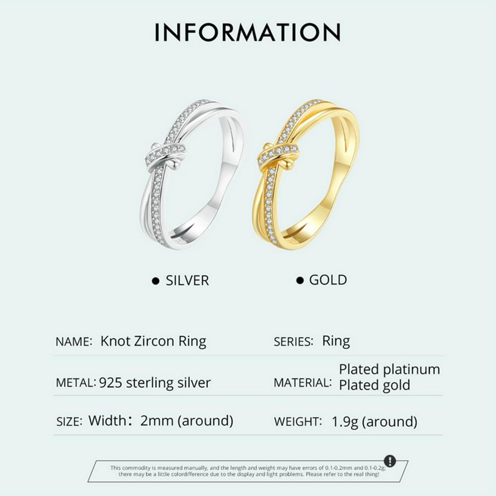 Ring aus 925er-Sterlingsilber, Liebesknoten, Versprechen, Freundschaft, hochglanzpoliert, Bequeme Passform