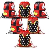 Rekcopu Mickye Mouse Favor Bags, Treat Candy Goodie Gift Non-woven Bags Reusable for Baby Birthday Party Supplies Baby Shower Mouse Theme Party Decorations-24 Pack