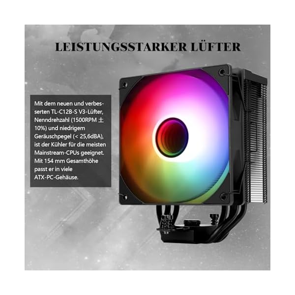 Thermalright Assassin Spirit 120 Vision ARGB Black CPU - Refrigerador de ordenador con 1500 rpm, pantalla LCD IPS de 1,54 pulgadas, pantalla LCD IPS de 1,54 pulgadas, para Intel lga1851/1700, AM4/AM5 - Image 3