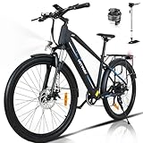 HITWAY Vélo Électrique, Vélo Électrique de Montagne Puissant 36V 12Ah 250W avec 7/21 Vitesses, 26-Pouces Vélos à Assistance Électrique pour Adultes(BK7S-Noir et Bleu-7 Vitesses)