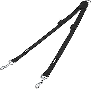 HAPPY HACHI Doppelte Hundeleine,Kein Verheddern 360° Drehbarer Doppelleine für 2 Hunde,Einstellbar Coupler Kein Tangle Nylon Wanderung Leine für Hunde Klein Mittlere und Große Lauftraining (Schwarz-M)