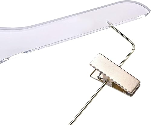 Miniatura 6 de HomeCube USA - Perchas transparentes de acrílico elegantes con gancho y clips dorados, colgador de ropa resistente de 17 pulgadas para adultos (5,