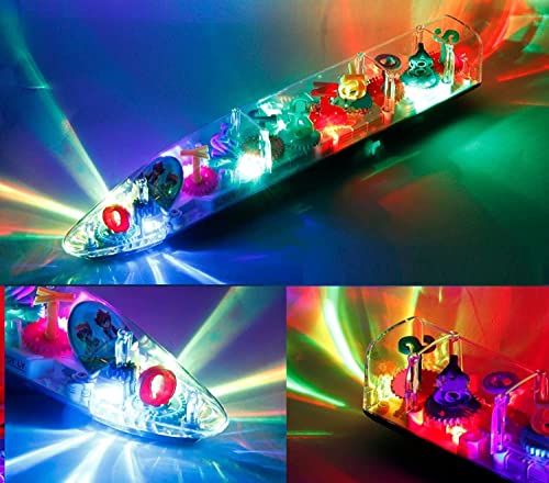 Image of Cable World Transparent 3D Train Toy 360 Degree Rotation, Gear Simulation Mechanical Train Sound and Light Toy for 2-5 Years Boys and Girls