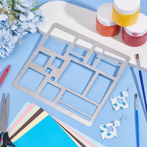 UNICRAFTALE Metal Square Cutouts Stencil Rectangle Metal Template Stainless Steel Journal Geometric Template Painting Stencil for DIY Scrapbooking Photo Engraving Jewelry - Image 4