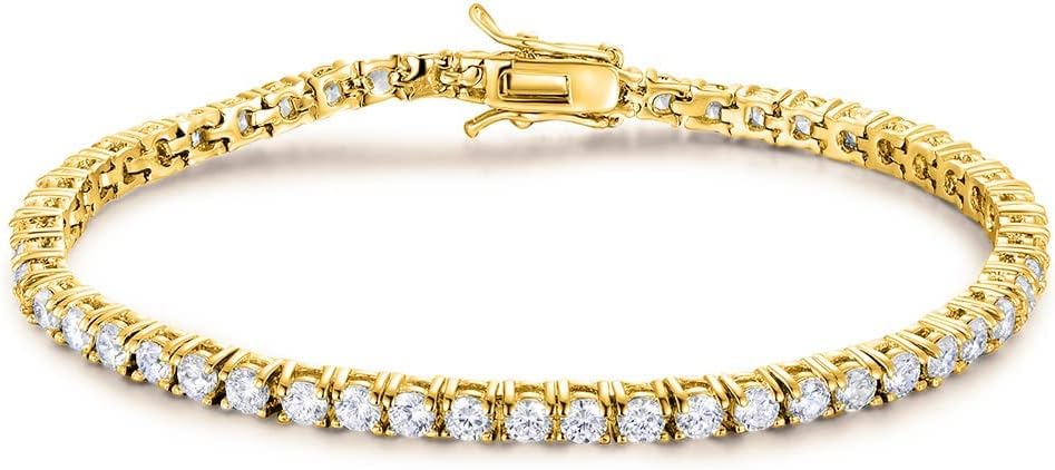 Gemsme 18K Gold Plated 3.0 Cubic Zirconia Classic Tennis Bracelet for Women and Men 9 Inch - Image 8