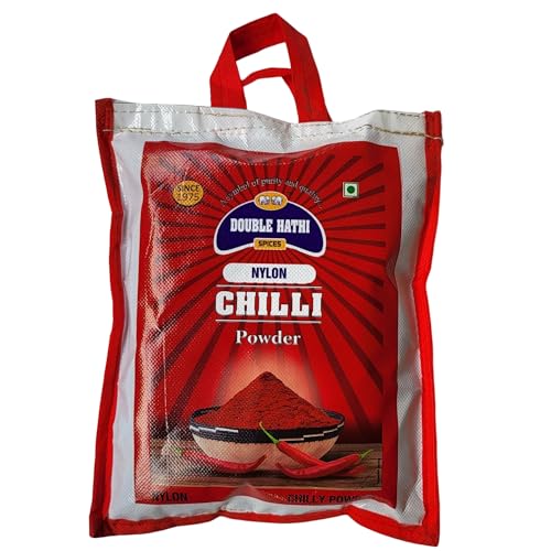 Image of Double Hathi Red Chilli Powder 5Kg - Pure Lal Mirch Powder with No Added Flavours or Colours - Natural Spices for Authentic Indian Cuisine - Fresh and Aromatic Mirchi Powder