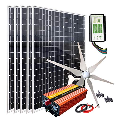 1000W Wind Turbine Generator Kit with 5pcs 120W Solar Panel