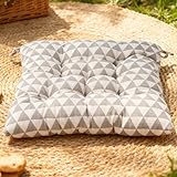 DKIEI Seat Pads Chair Cushions for Dining Chairs Set of 4, 40 x 40cm Indoor Seat Pads with Ties, Comfortable Kitchen Chair Cushions for Garden Living Room Garden Office Patio, Grey Geometry - Image 6