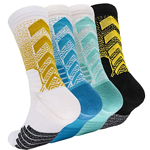 YQHMT Athletic Crew Socks Performance Thick Cushioned Sport Basketball Running Training Compression Socks for Men & Women