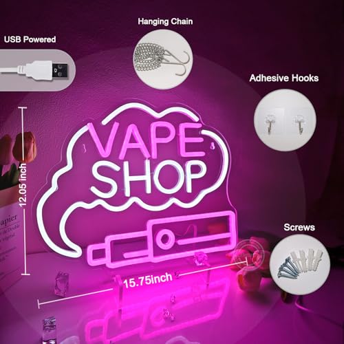 Britrio VAPE Shop Neon Light Wall Sign for Smoke Shop Business Stores Logo Window Display Man Cave Garage Bedroom Wall Art Decor Dad Husband Boyfriend Christmas Birthday Gift 5V USB by Britrio - Used condition - Image 3
