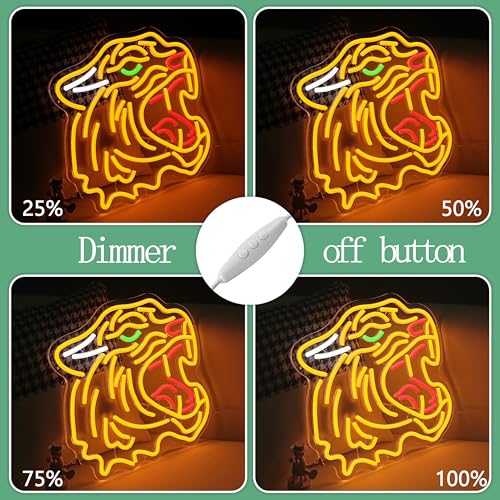 Image of Tiger Neon Sign Dimmable Cool Roaring Tiger Neon Light for Wall Decor USB Powered Wild Animal Led Light Signs for Game Room Man Cave Zoo Bedroom
