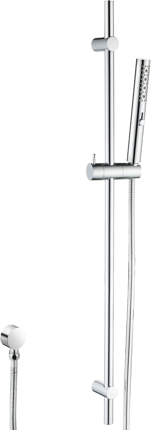 Shower Slide Bar System, 35.4 Inch Shower Bar Slide Set, 3-Function High Pressure Slide Bar Handheld Shower Head with 70.8 Inch Stainless Steel Hose, Brass Outlet Elbow-Chrome