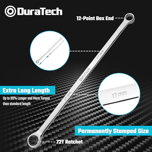 Image of DURATECH 17mm Extra Long Ratcheting Wrench, Metric, CR-V Steel
